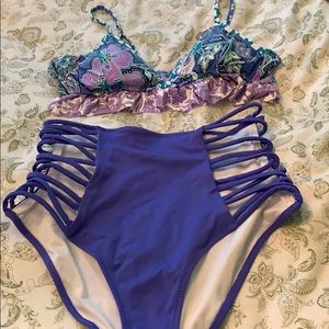 Two piece high waist PINK bikini